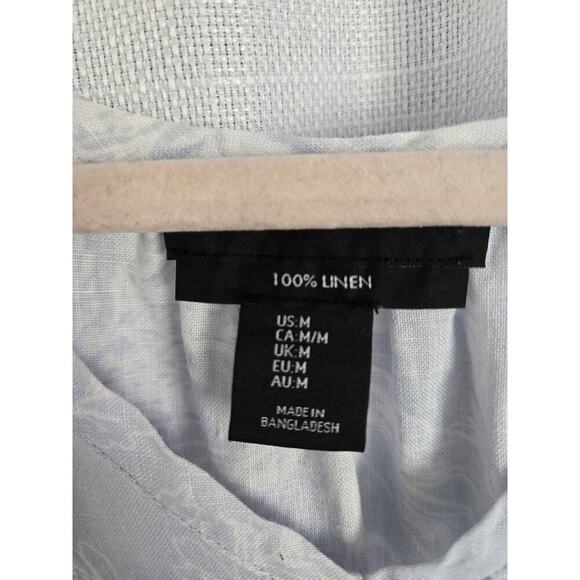 Tahari Women Medium Linen Sleeveless Floral Midi Sun Beach Dress Light Blue Boho - Picture 3 of 8